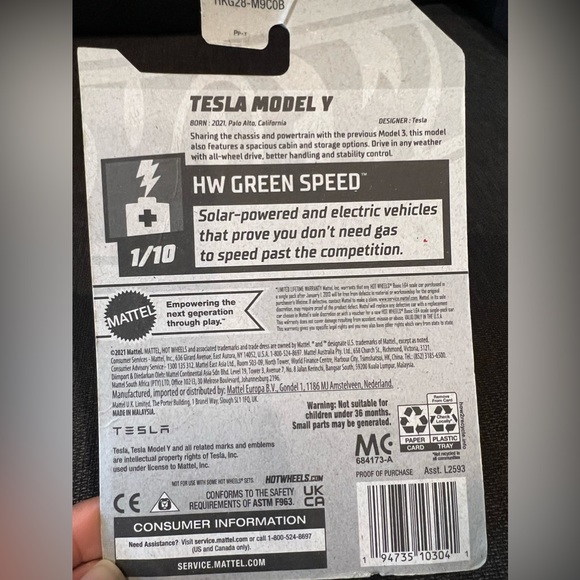 Hot Wheels Tesla Model Y NIB - Picture 6 of 6